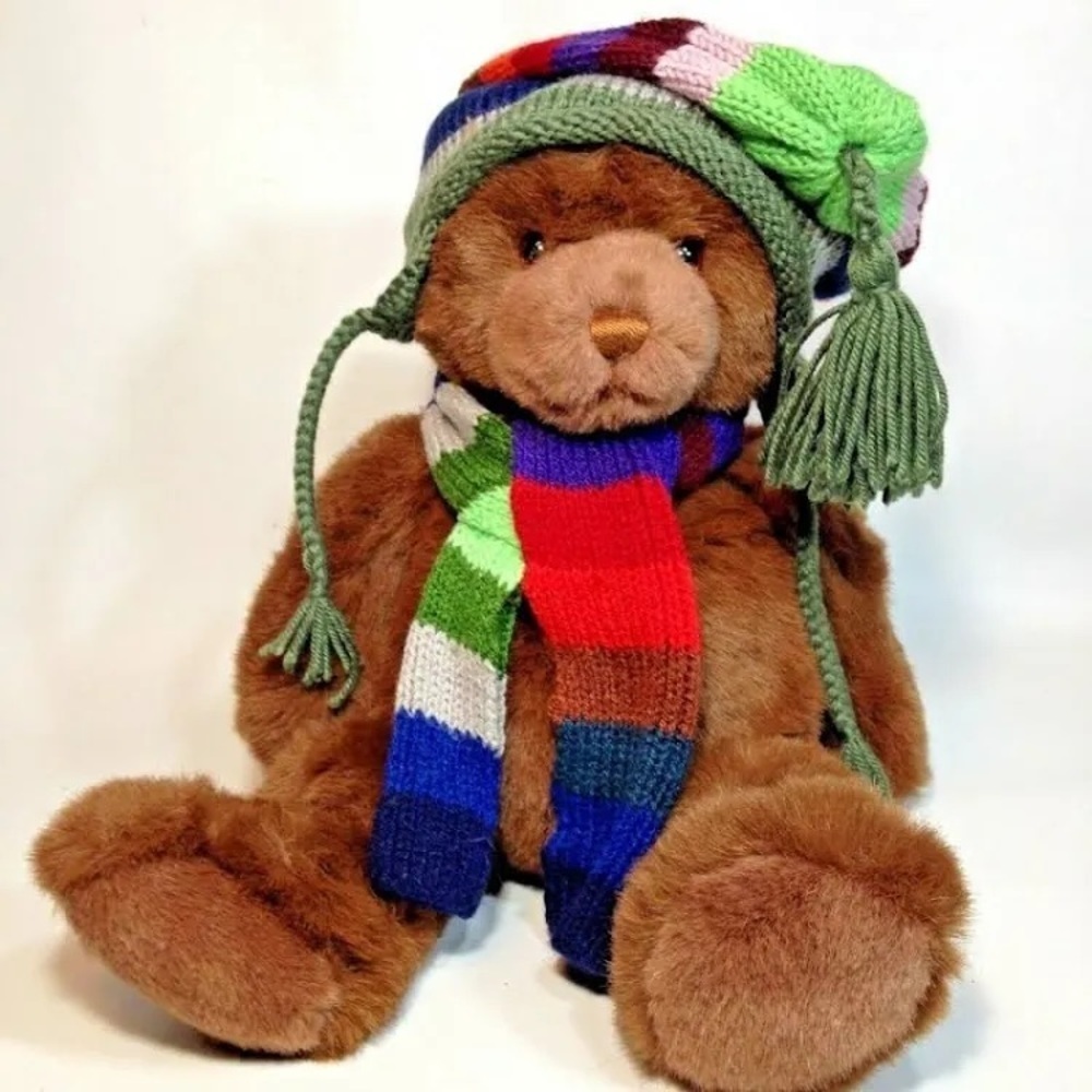 Gund Lord & Taylor Teddy Bear Plush Holiday Stuffed Animal Scarf & Hat